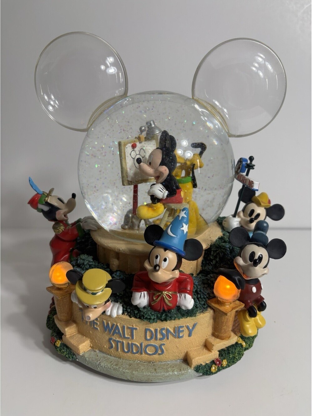 Walt Disney Studios Mickey Mouse Through the Years Snow Globe w/Lights & Music